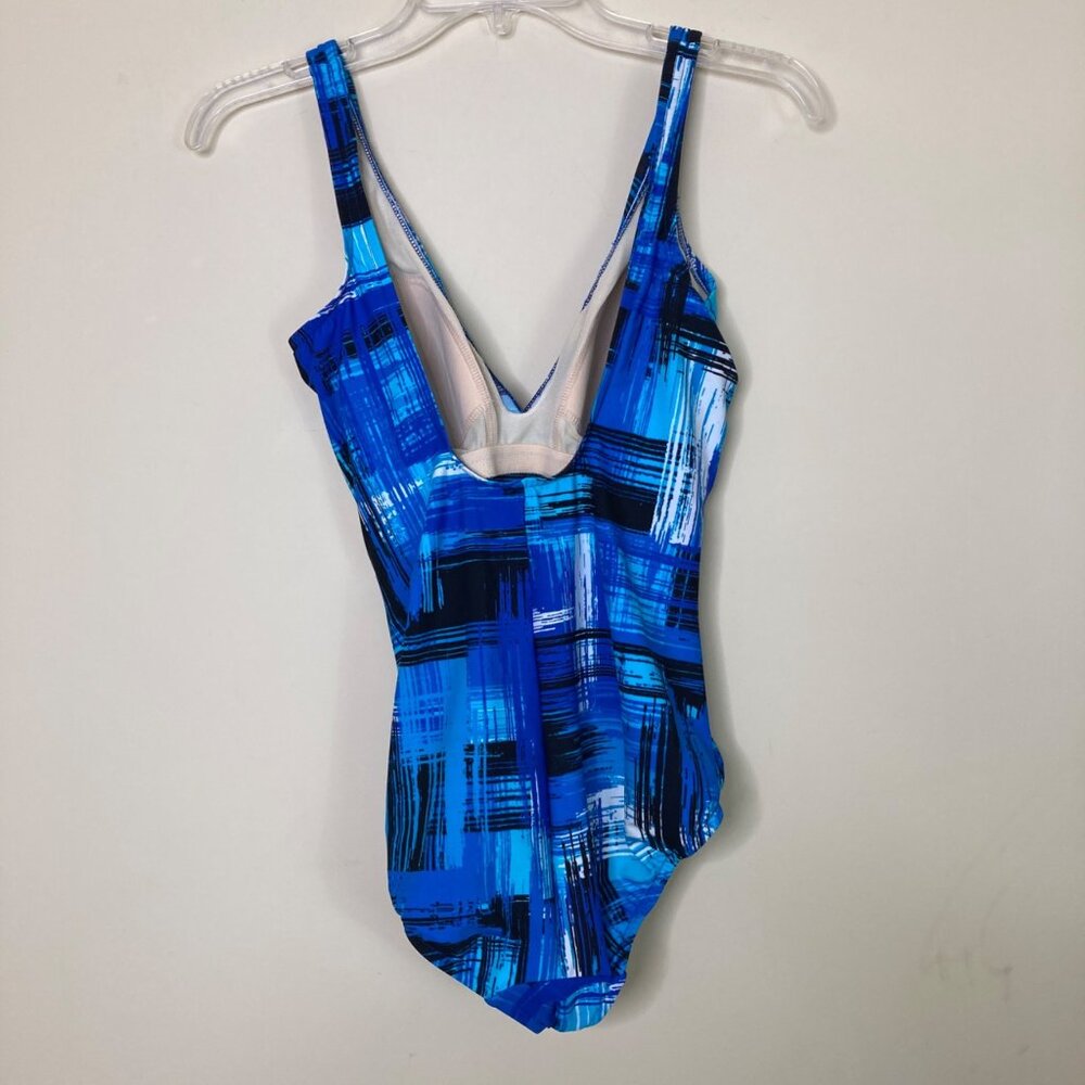 Miraclesuit Swimsuit Womens 10 Blue Abstract Print One-Piece Style 468428 - Picture 2 of 7